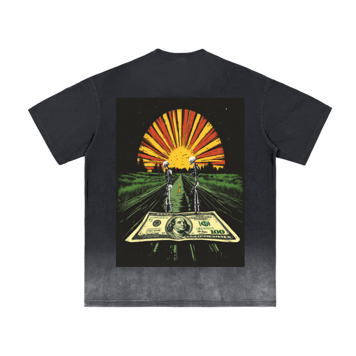 Black Vintage Washed Gradient T-Shirt - 250 GSM
