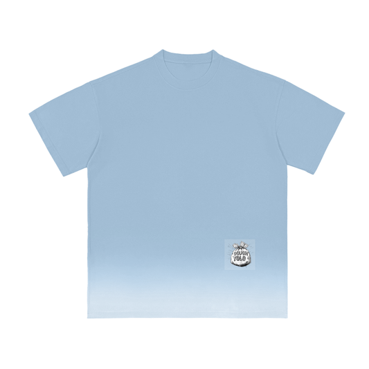 White Gradient on Blue Vintage Washed T-Shirt - 250 GSM